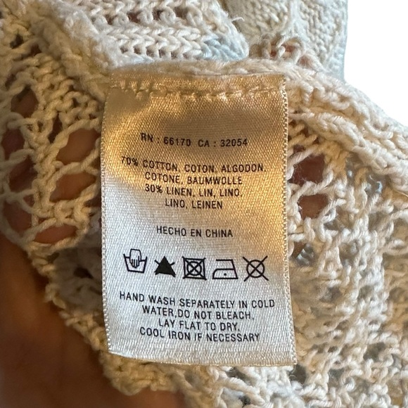 Angel of the North Anthropologie Ivory Cream Open Front Longline Cardigan Size S - Picture 7 of 12